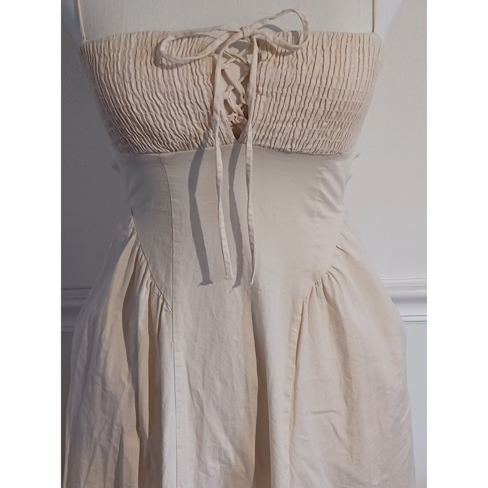 Free People Cream Smocked Bust Midi Sundress - Picture 2 of 10